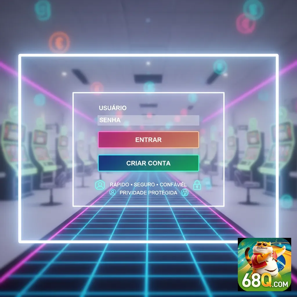 Tela de login do aplicativo 68q com interface de usuario.