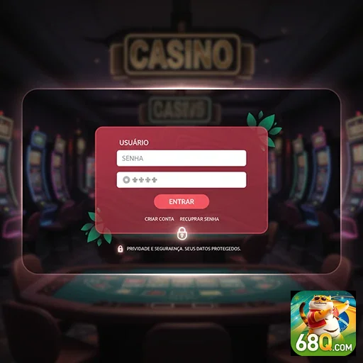 Tela de login do aplicativo 68q para acesso rápido ao cassino.