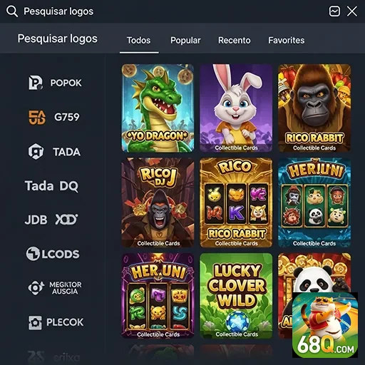 Tela do aplicativo 68q mostrando opções de jogos de cassino.