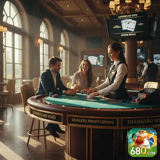 Jogadores interagindo em cassino ao vivo da 68q.