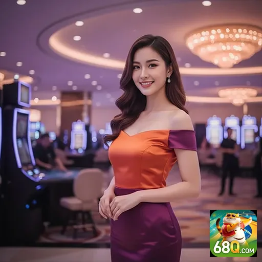 Jogadora em ambiente de cassino apresentando suporte VIP na 68q.