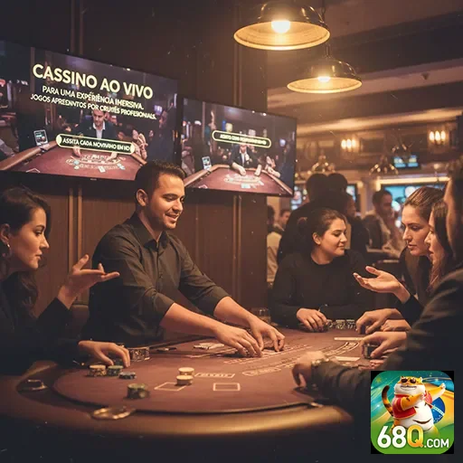Jogadores interagem em mesa de cassino ao vivo no 68q.