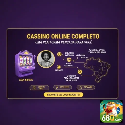 Interface do cassino online 68q com caça-níqueis e opções.