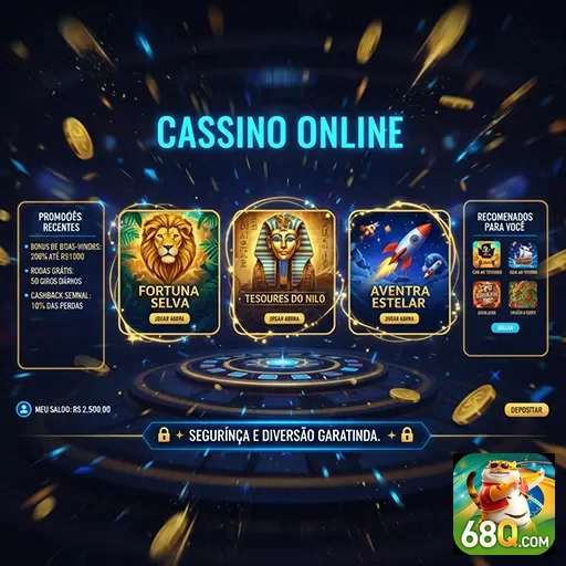 Interface do cassino online 68q com jackpots e jogos disponíveis.