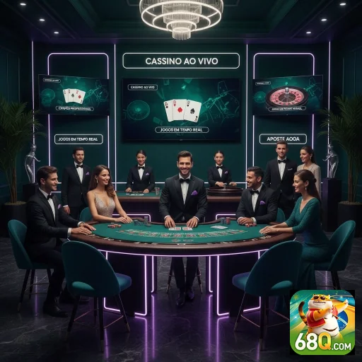 Jogadores em mesa de cassino ao vivo na 68q.
