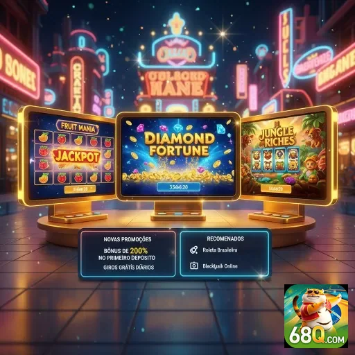 Demonstração de jogos de slots no 68q, incluindo Diamond Fortune.