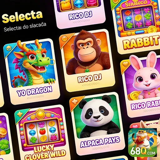 Slots diversificados da 68q com jogos coloridos variados.