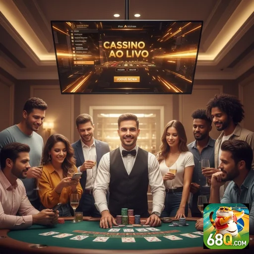 Jogadores em ambiente de cassino ao vivo da 68q.