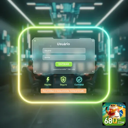 Tela de login destacando a segurança no site 68q.