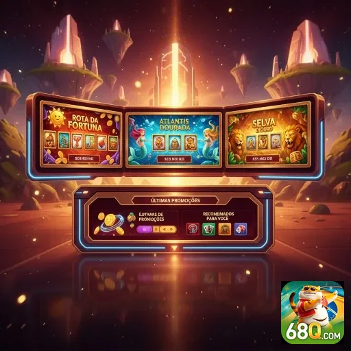 Tela do aplicativo 68q mostrando slots Rota da Fortuna e Selva Dourada.