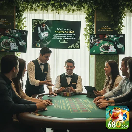 Jogadores no cassino ao vivo da 68q, participando de jogos VIP.