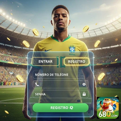 Jogador em campo com opções de registro na 68q.